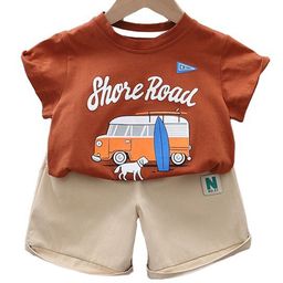 StyleCast Kids Brown Printed Pure Cotton T-shirt with Shorts-image-53