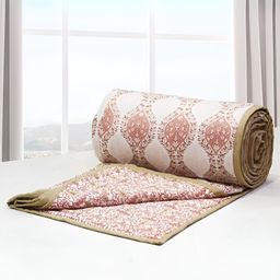 Aurave riva Peach-Coloured & White Ethnic Motifs AC Room 150 GSM Cotton  Single Bed Dohar-image-52