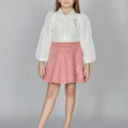 Peppermint Girls Shirt Collar Top With Skirt-image-36