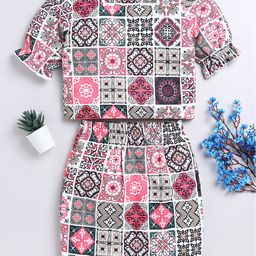 Toonyport Girls Printed Top With Skirt-image-70