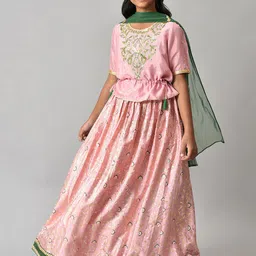 AURELIA Girls Embellished Top with Skirt-image-70