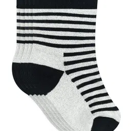 Heelium Kids Pack of 5 Black & White Striped Calf Length Socks-image-45