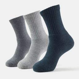 Jockey Men Pack of 3  Black & Grey Solid Cotton Calf Length Socks-5