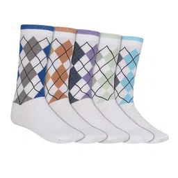 SIDEWOK Men Pack of 5 Patterned Pure Combed Cotton Calf Length Socks-56