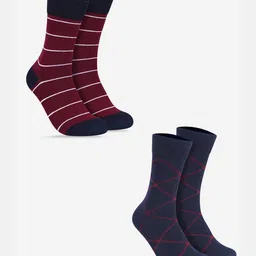 TOFFCRAFT Men Pack Of 2 Patterned Calf Length Socks-5