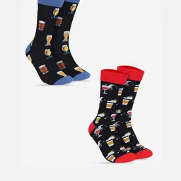 TOFFCRAFT Men Pack Of 2 Patterned Calf Length Socks-3