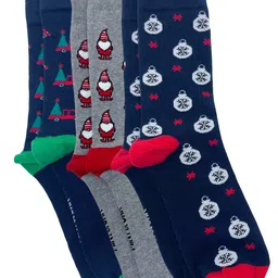 Mint & Oak Men Pack Of 3 Patterned Calf Length Cotton Socks-35