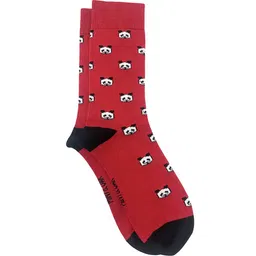 Mint & Oak Men Red & Black Patterned Calf Length Socks-0