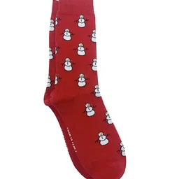 Mint & Oak Men Red & White Patterned Calf Length Socks-15