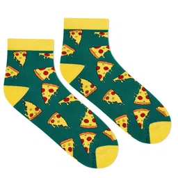 Dynamocks Unisex Green Pizza Printed Ankle Length Socks-35