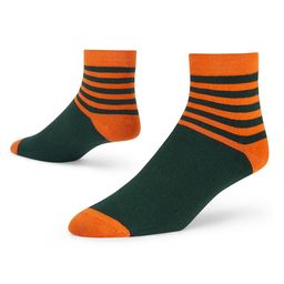 Dynamocks Unisex Green & Orange Colored Striped Ankle Length Socks-37
