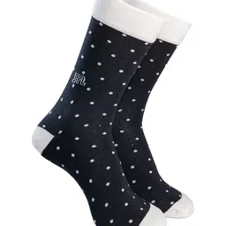 Man Arden Men Black & White Patterned Cotton Calf-Length Socks-16