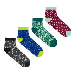 Dynamocks Unisex Pack Of 4 Patterned Ankle-Length Socks-75