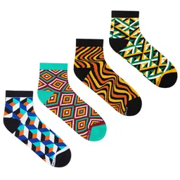 Dynamocks Unisex Pack Of 4 Patterned Ankle-Length Socks-image-36