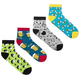 Dynamocks Unisex Pack of 4 Patterned Ankle-Length Socks-57