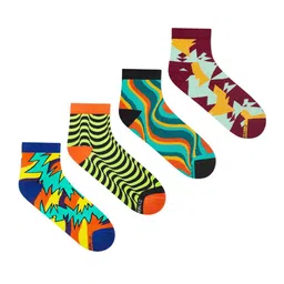 Dynamocks Unisex Pack Of 4 Patterned Ankle-Length Socks-27