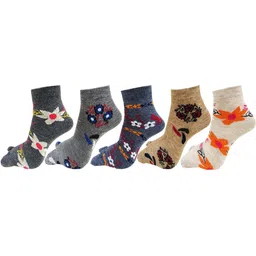 RC. ROYAL CLASS Women Pack Of 5 Patterned Ankle-Length Thumb Socks-17