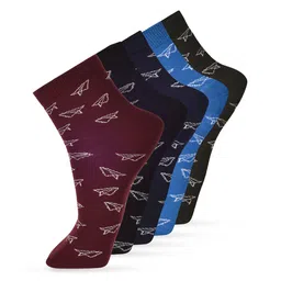 FRENCHIE Men Pack Of 5 Assorted Pattarned Cotton Ankle Length Socks-18