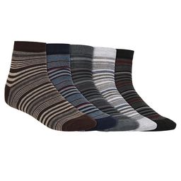 SIDEWOK Men Pack Of 5 Striped Pure Combed Cotton Ankle-Length Socks-20