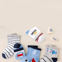 SYGA Kids Pack Of 5 Patterned Pure Cotton Ankle-Length Socks-50