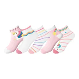 SYGA Kids Pack Of 5 Patterned Pure Cotton Ankle-Length Socks-58