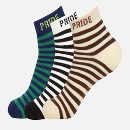 PRIDE APPAREL Unisex Pack Of 3 Striped Ankle-Length Socks-47