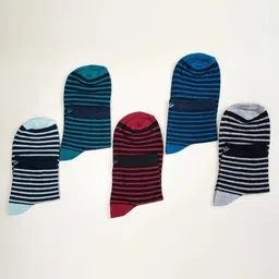 Cotstyle Men Pack Of 5 Striped Ankle-Length Socks-42