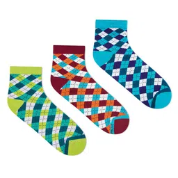 Dynamocks Unisex Pack of 3 Patterned Ankle-Length Socks-26