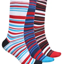 Dollar Socks Men Pack of 3 Striped Cotton Calf-Length Socks-45