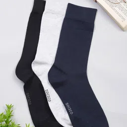 MUTAQINOTI Men Pack of 3 Solid Calf-Length Cotton Antimicrobial Socks-picture-57