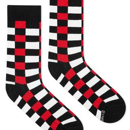 Dynamocks Unisex Red & Black Patterned Calf-Length Socks-55