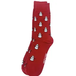 Mint & Oak Men Red & White Patterned Calf Length Socks image 3