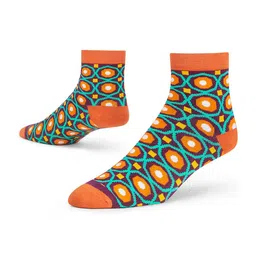 Dynamocks Unisex Pack Of 2 Orange & Grey Patterned Ankle-Length Socks image 4