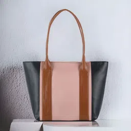 Toteteca Colourblocked PU Oversized Shopper Tote Bag-26