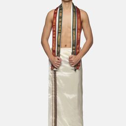 Sethukrishna Men Cream-Coloured Solid Dhotis-picture-22