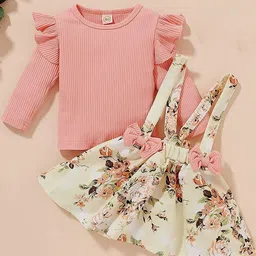 BAESD Girls Floral Printed Dungaree With Top-image-59