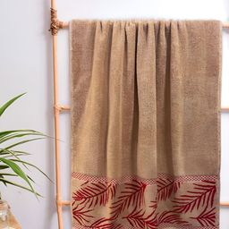 Sassoon Wedelia Brown Printed Cotton Bath Towel-image-65