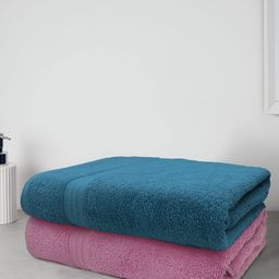 Sassoon Teal & Pink 2 Pure Cotton 500 GSM Bath Towels-51