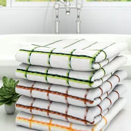 Athom Trendz Set Of 5 Checked Pure Cotton 210 GSM Bath Towel-3