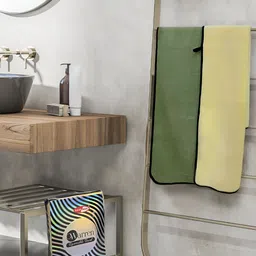 Sassoon Green & Lime Green Cotton 650 GSM Bath Towel-image-65