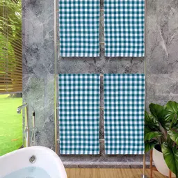 Athom Living Green & White 4 Pieces Checked Cotton 150 GSM Bath Towel-image-73