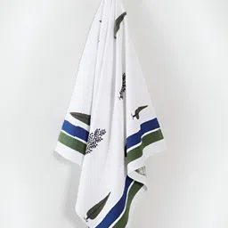 HANDICRAFT PALACE Green & White Printed Pure Cotton 250GSM Premium Waffle Bath Towel-image-28