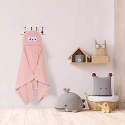 Cortina Peach & White 380 GSM Baby Hooded Bath Towel-image-29