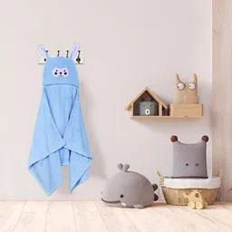 Cortina Blue 380 GSM Baby Hooded Bath Towel-image-48