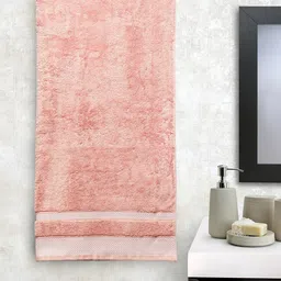 SPACES Coral-Coloured Solid 600 GSM Pure Cotton Bath Towel-52