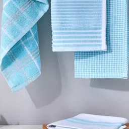 Home Centre Colour Refresh Blue 4 Pcs Cotton Kitchen Towels-10