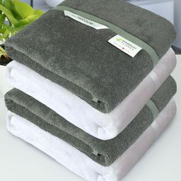 Heelium Set Of 4 Grey & White Solid 400 GSM Bath Towels-10