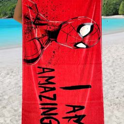 Marvel Red & Black I'm Amazing Spiderman Printed Cotton 350 GSM Bath Towel-62