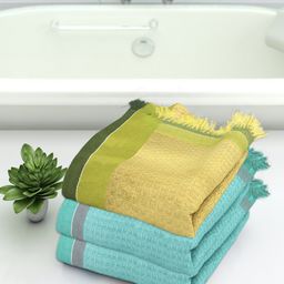Athom Trendz Set Of 3 Striped Pure Cotton 210 GSM Bath Towels-29