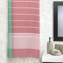 Arrabi Set Of 2 Striped Handwoven Cotton 210 GSM Bath Towels-53